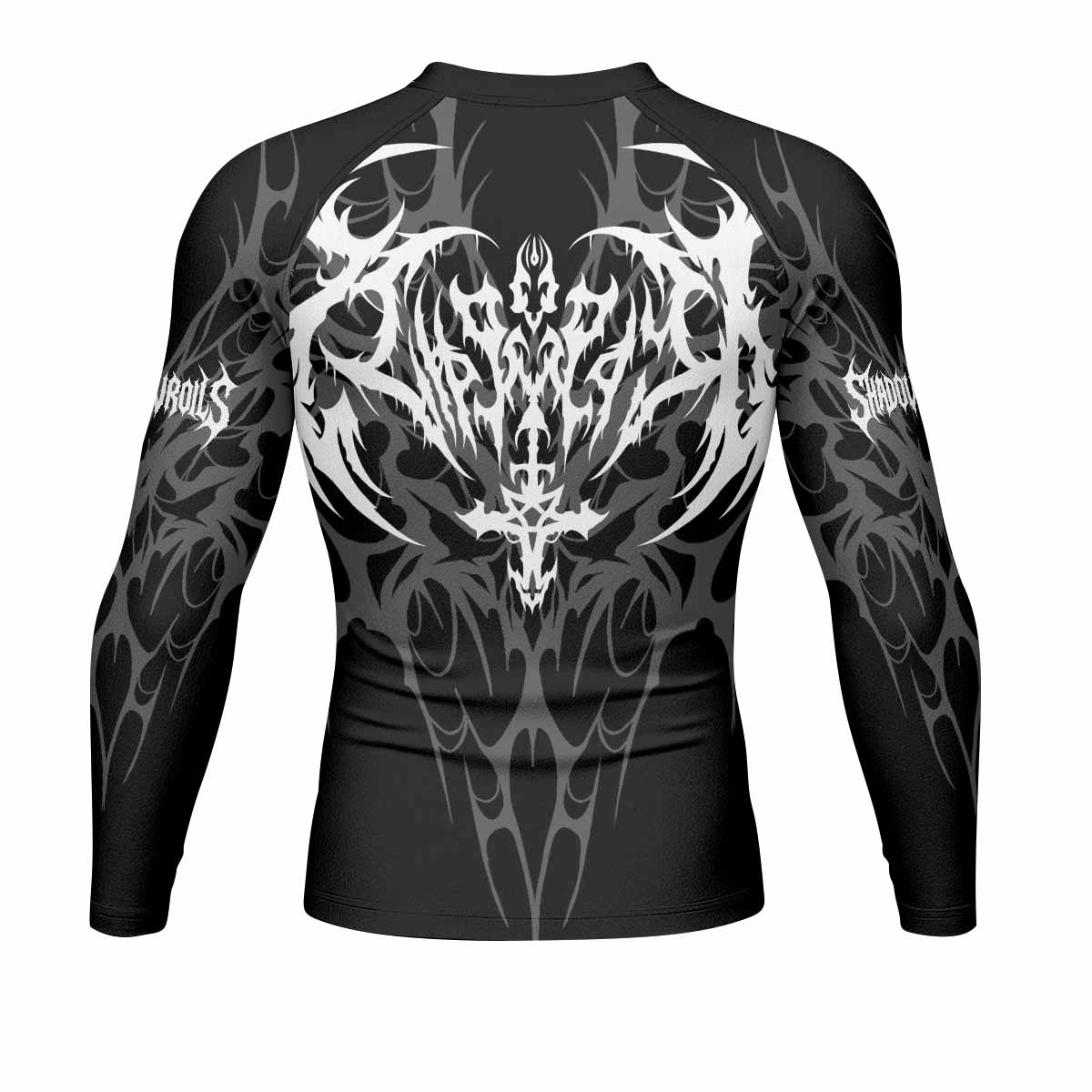 Tribal Inferno Men's Rash Guard Long Sleeve - back view mockup 