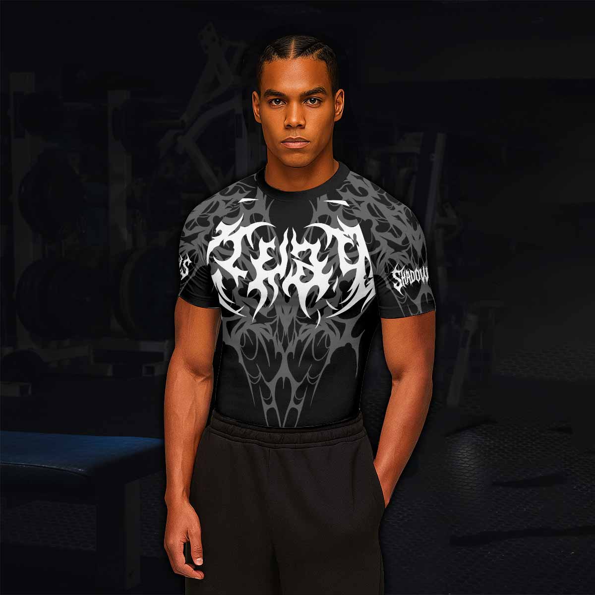 Tribal Inferno Men's Rash Guard Short Sleeve - lifestyle view