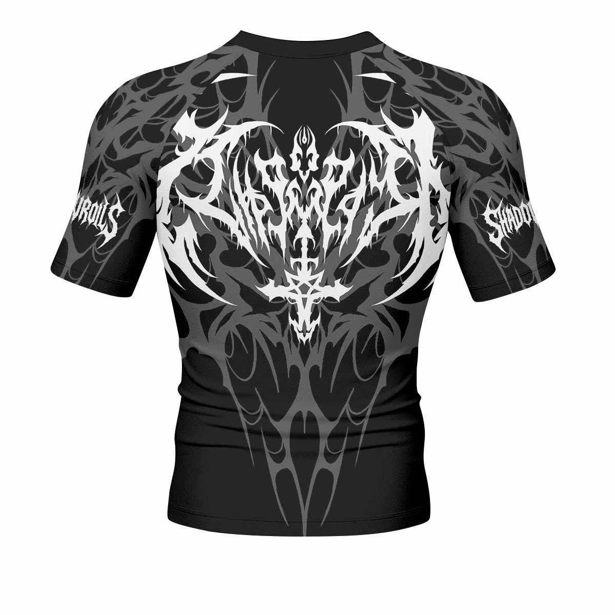 Tribal Inferno Men's Rash Guard Short Sleeve - back view mockup 