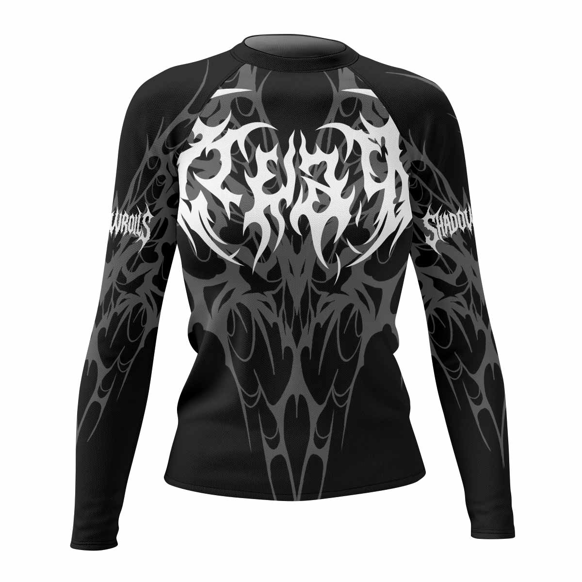 Tribal Inferno Women's Rash Guard Long Sleeve - front view mockup 