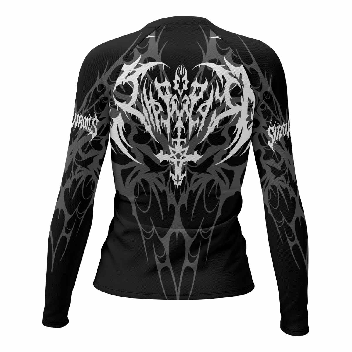 Tribal Inferno Women's Rash Guard Long Sleeve - back view mockup 
