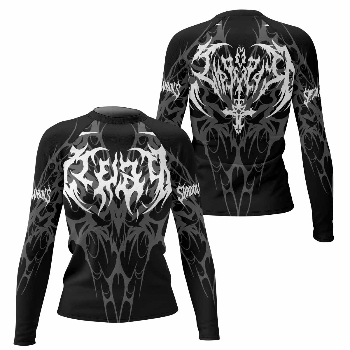 Tribal Inferno Women's Rash Guard Long Sleeve - front and back view