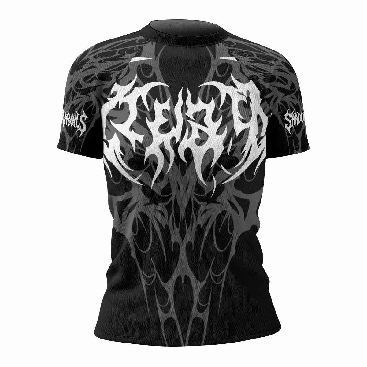 Tribal Inferno Women's Rash Guard Short Sleeve - front view mockup 