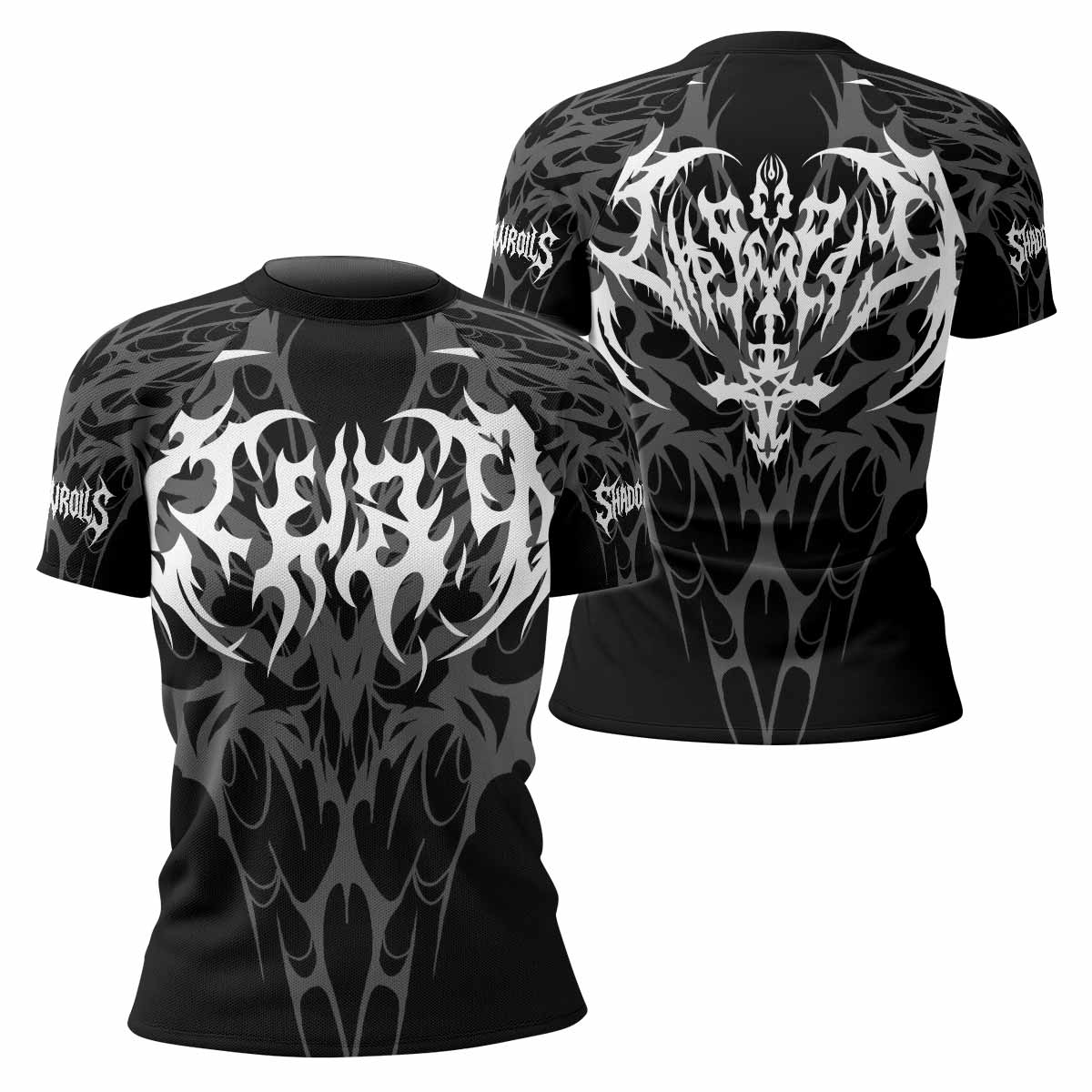 Tribal Inferno Women's Rash Guard Short Sleeve - front and back view