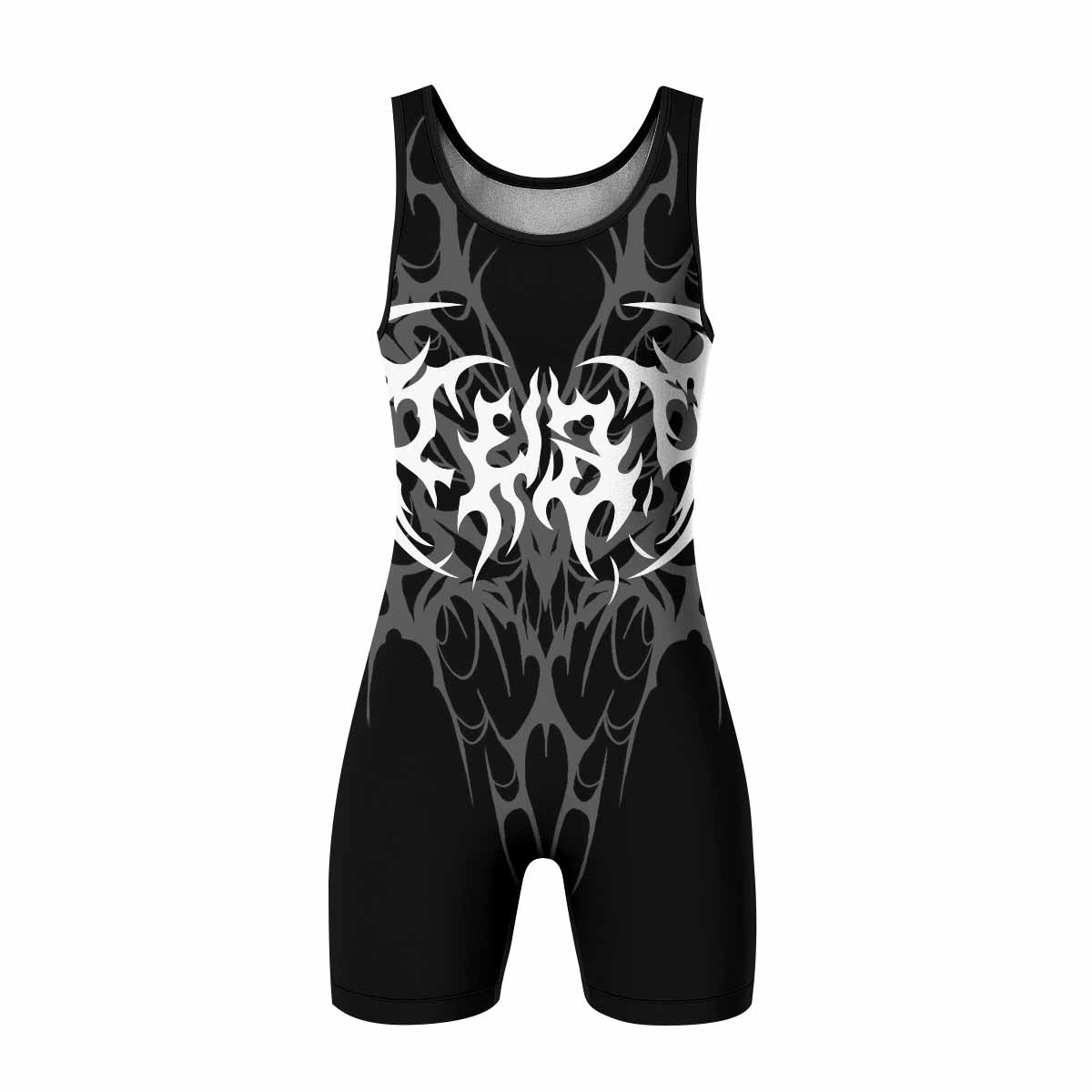 Tribal Inferno Wrestling Singlet - front view mockup 