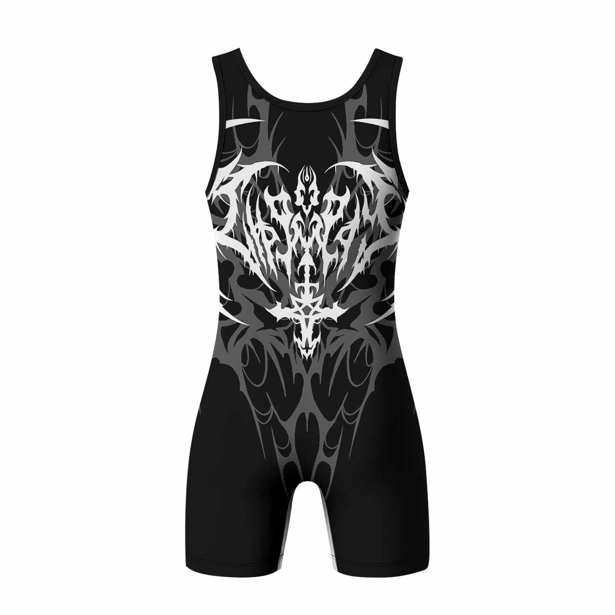 Tribal Inferno Wrestling Singlet - back view mockup 