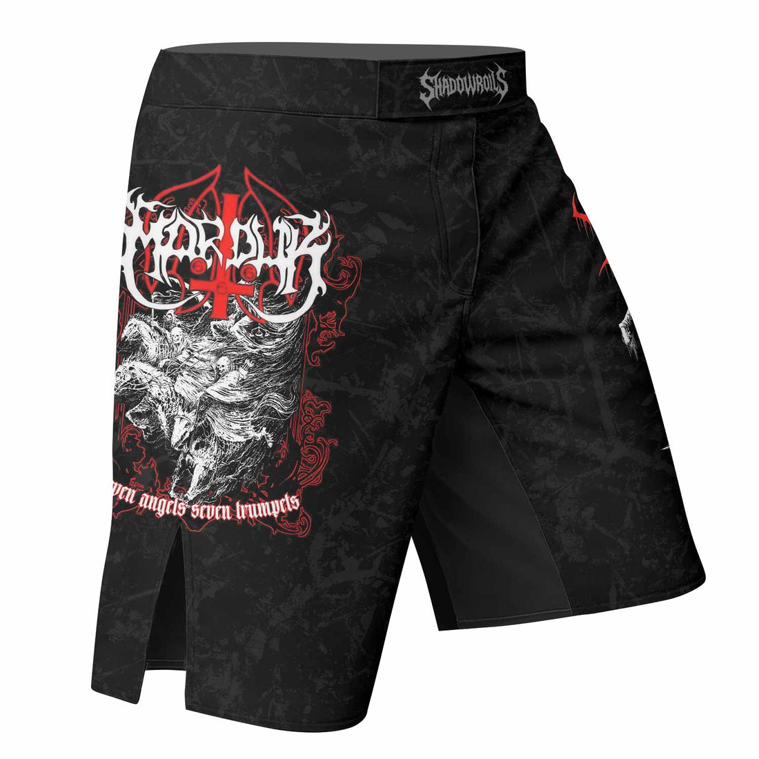 Trumpets of the End Fight Shorts – right side mockup