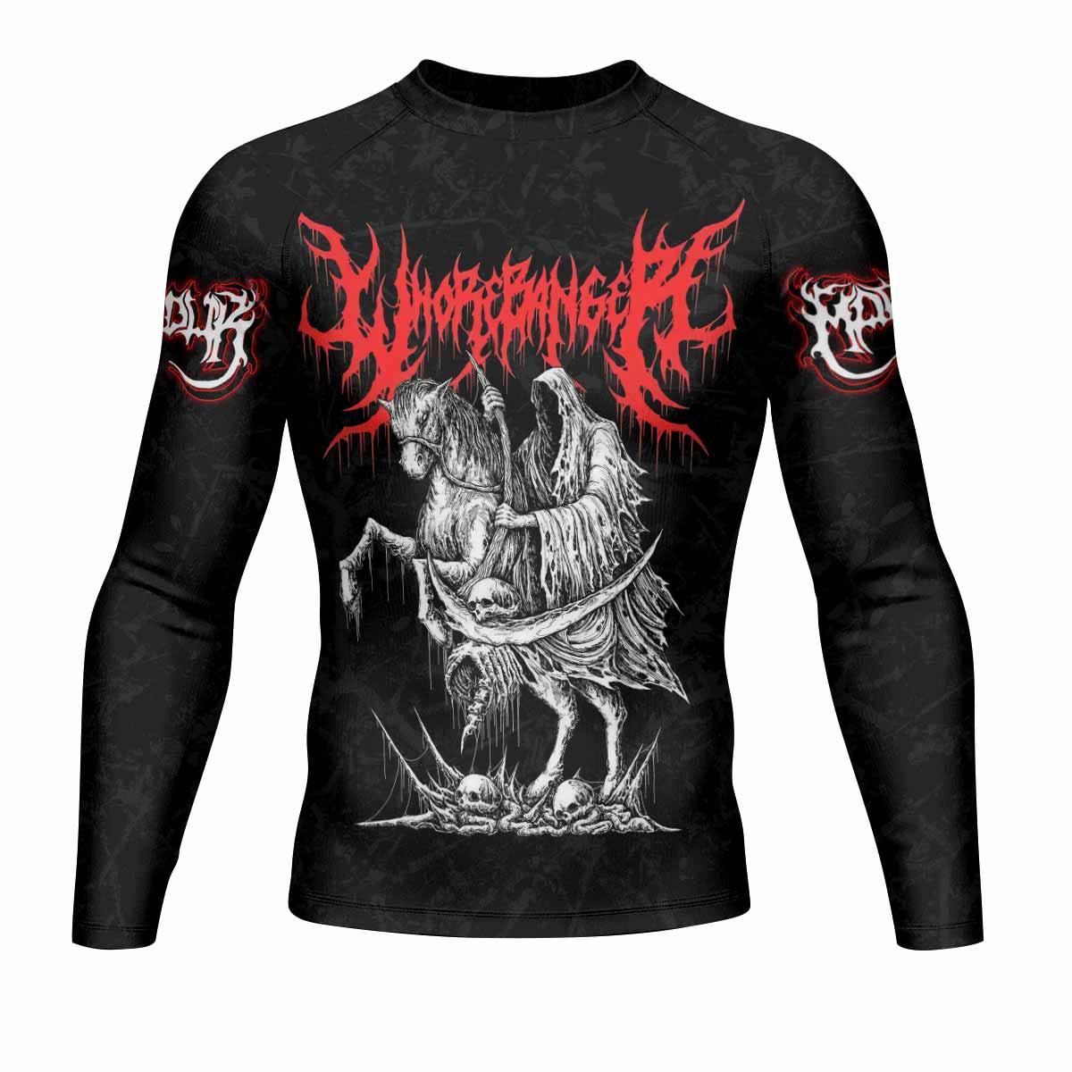 Trumpets of the End Men’s Long Sleeve Rash Guard - front view mockup