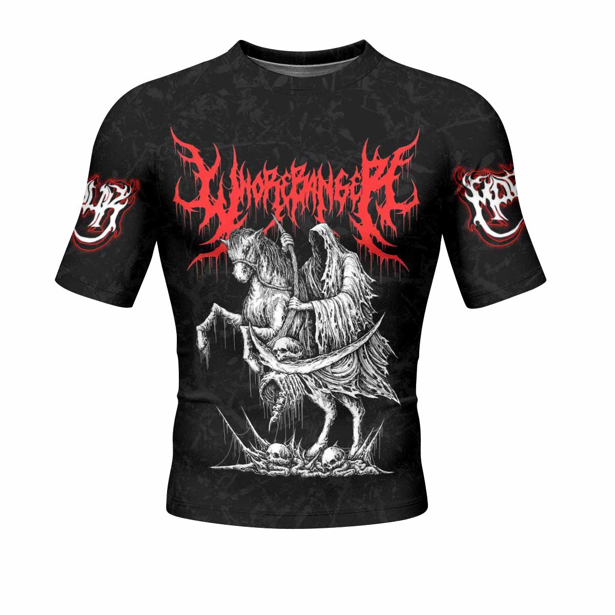 Trumpets of the End Men’s Short Sleeve Rash Guard - front view mockup
