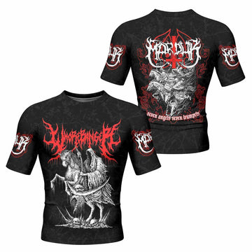Trumpets of the End Men’s Short Sleeve Rash Guard - front and back view