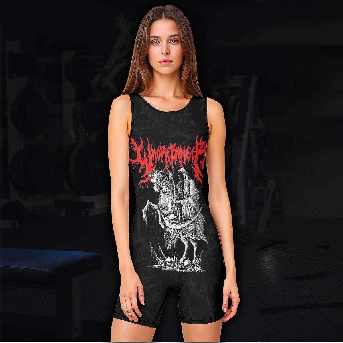 Trumpets of the End Wrestling Singlet - women's lifestyle view