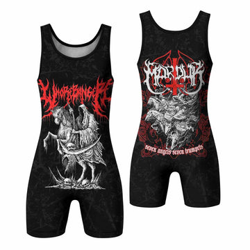 Trumpets of the End Wrestling Singlet - front and back view