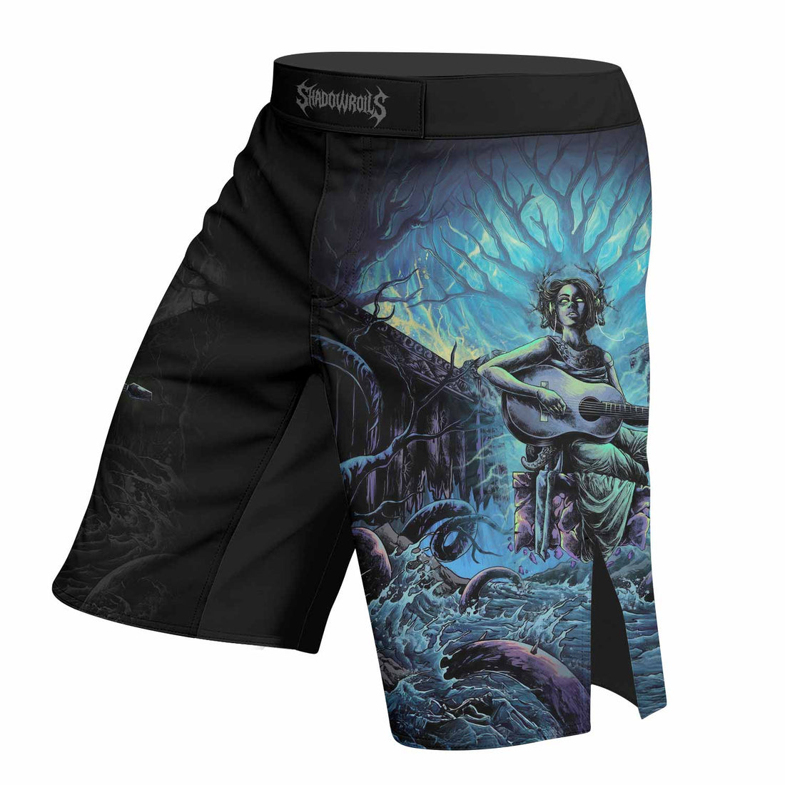 Vocal from the Abyss Fight Shorts - right side mockup