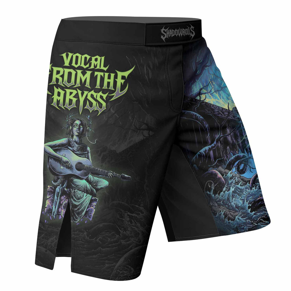 Vocal from the Abyss Fight Shorts - right side mockup