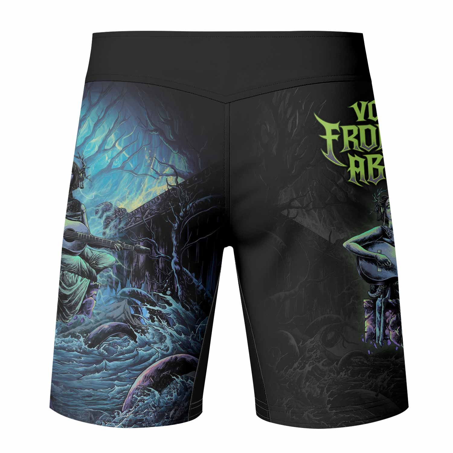 Vocal from the Abyss Fight Shorts - back view mockup