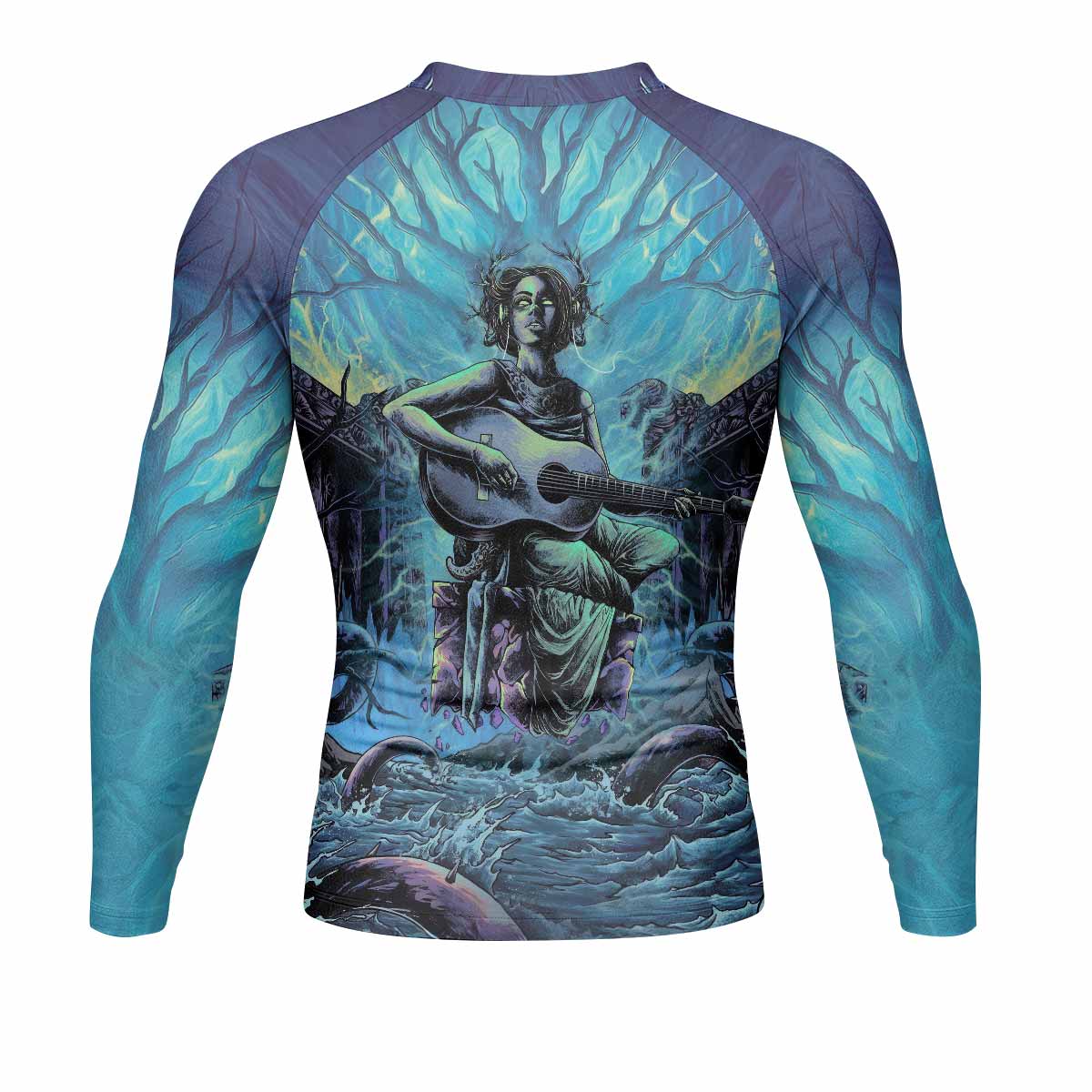 Vocal from the Abyss Men's Rash Guard Long Sleeve - back view mockup 
