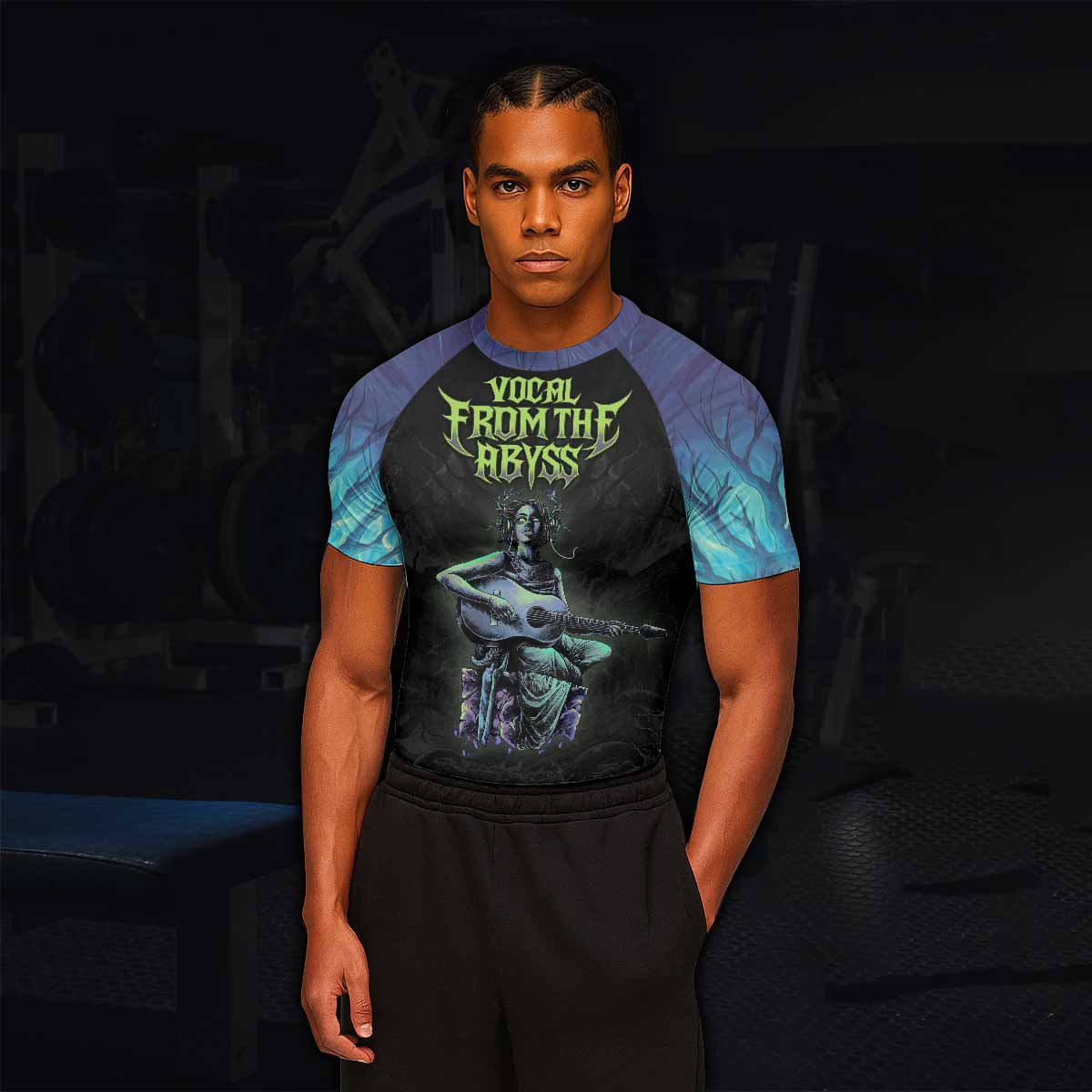 Vocal from the Abyss Men's Rash Guard Short Sleeve - lifestyle view