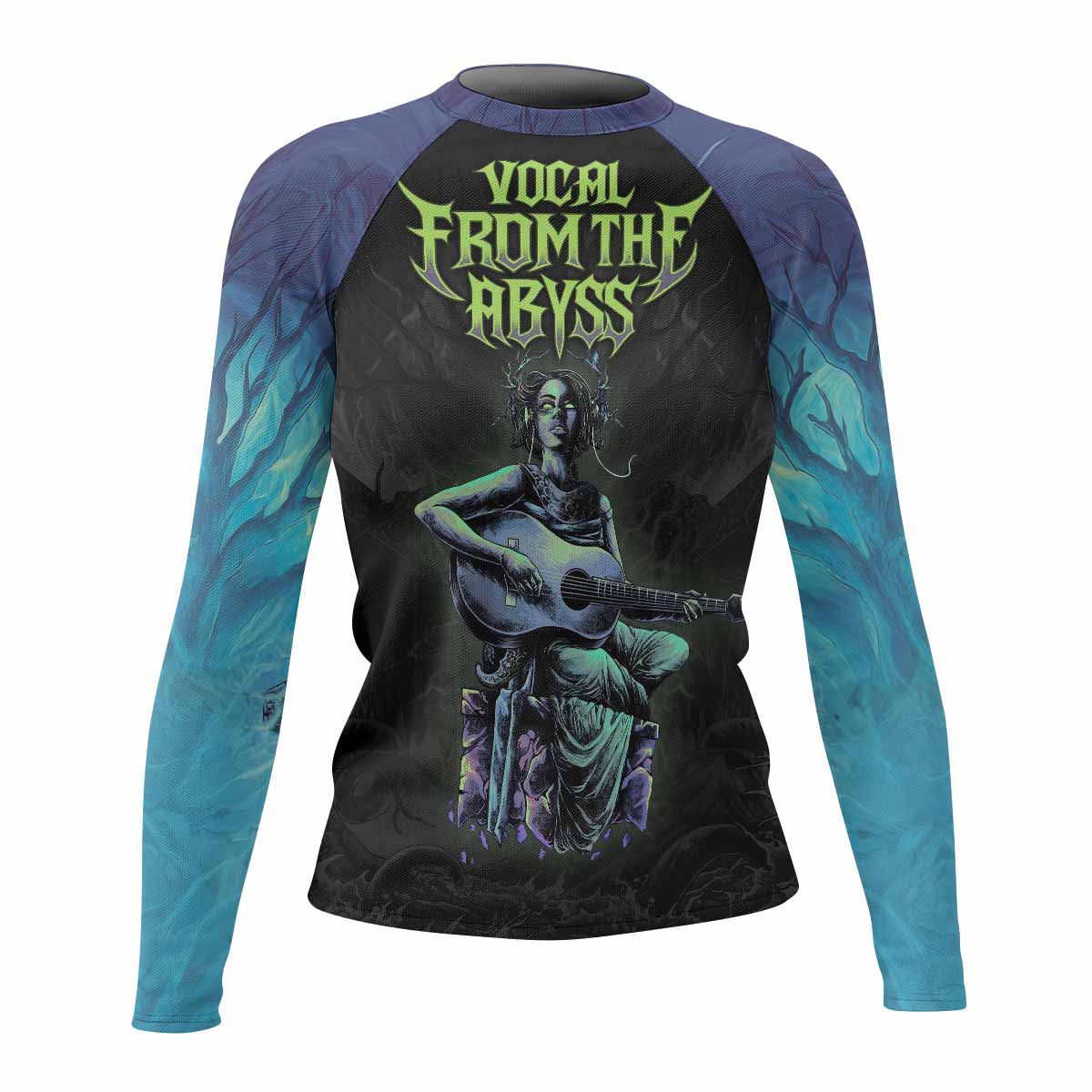 Vocal from the Abyss Women's Rash Guard Long Sleeve - front view mockup 