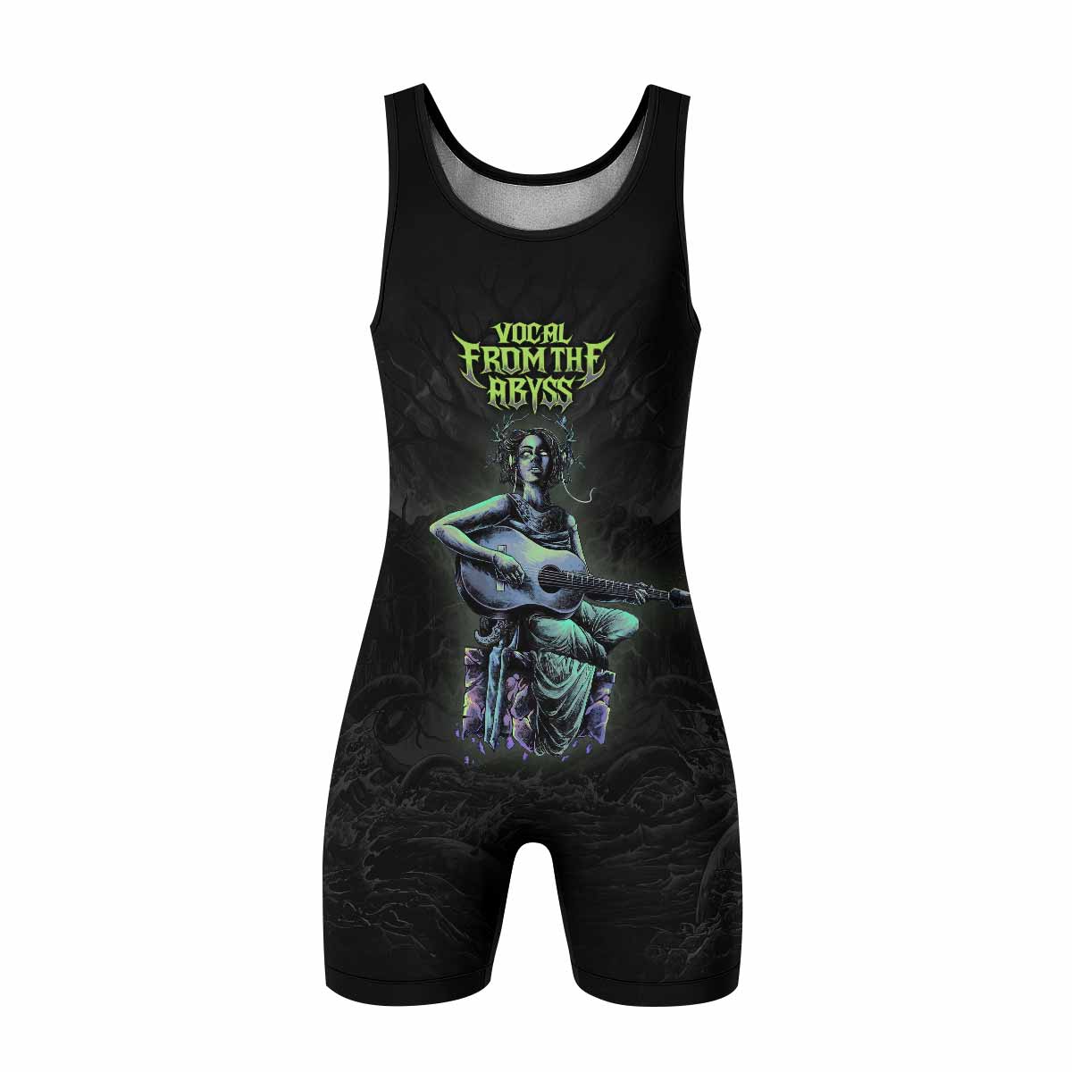 Vocal from the Abyss Wrestling Singlet - front view mockup 
