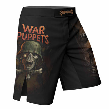 War Puppets Fight Shorts - right side mockup