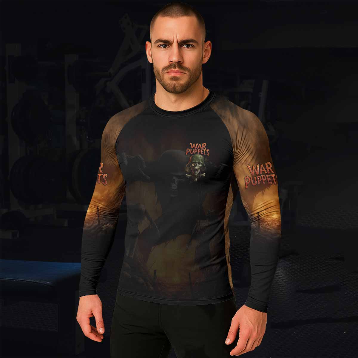 War Puppets Men's Rash Guard Long Sleeve - lifestyle view