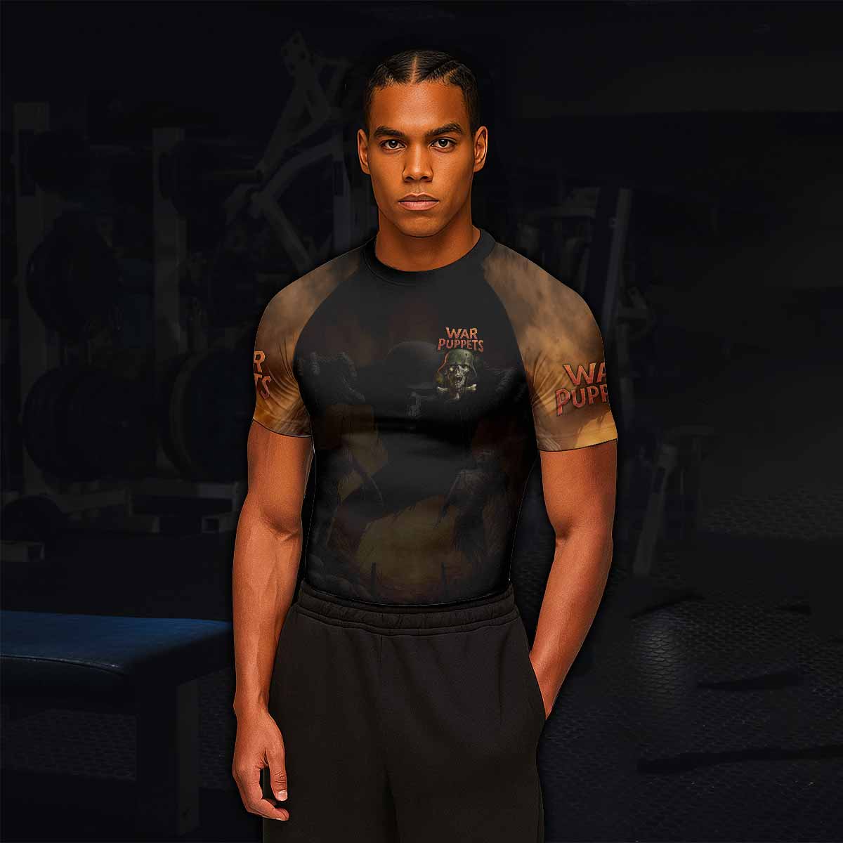 War Puppets Men's Rash Guard Short Sleeve - lifestyle view