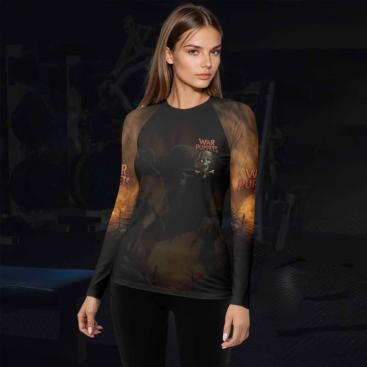 War Puppets Women's Rash Guard Long Sleeve - lifestyle view