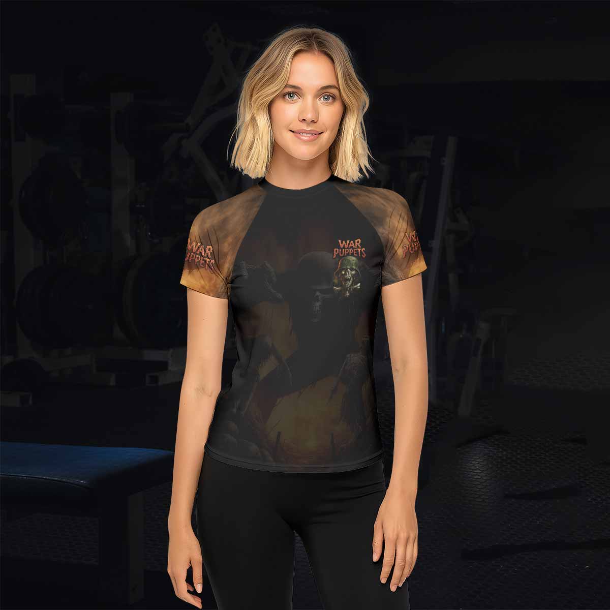 War Puppets Women's Rash Guard Short Sleeve - lifestyle view