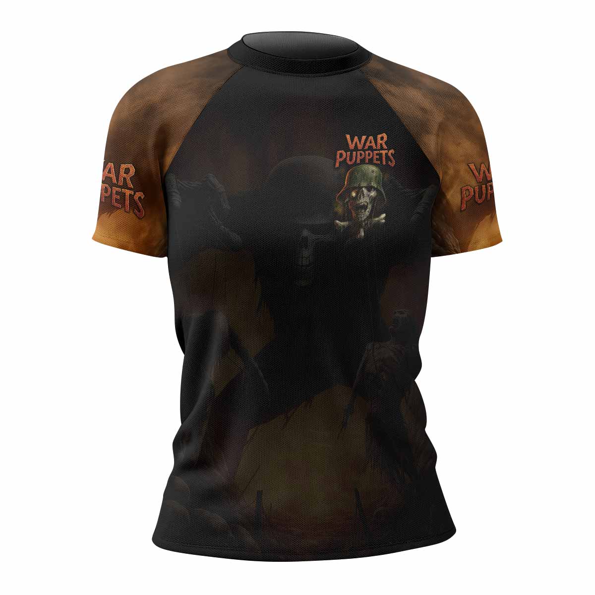 War Puppets Women's Rash Guard Short Sleeve - front view mockup 