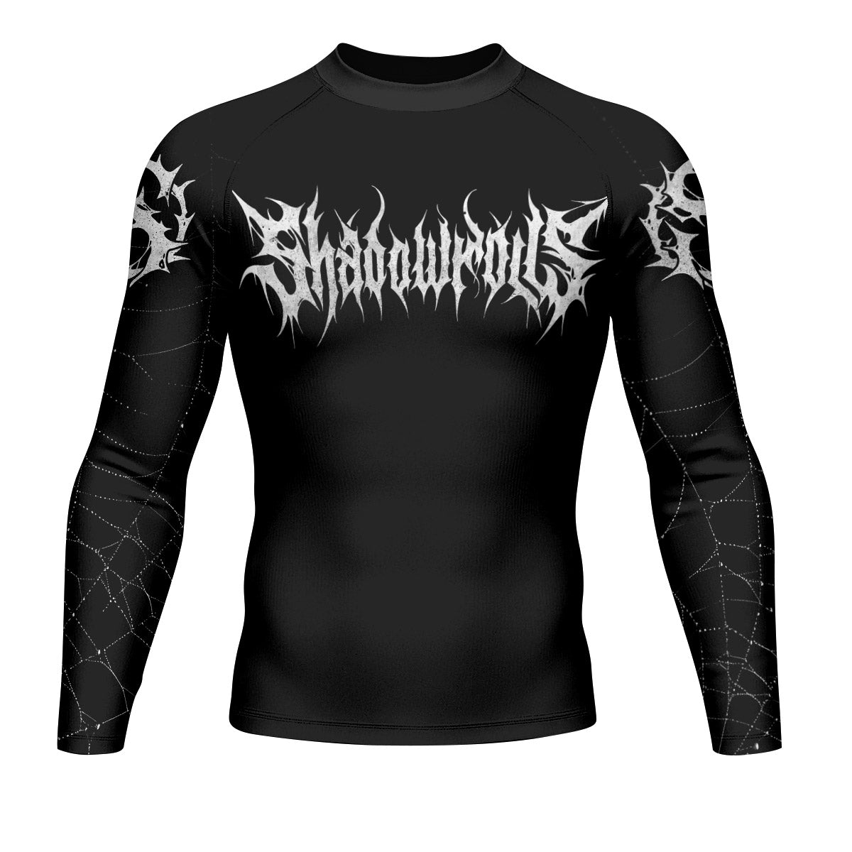 Web of the Damned Men’s Long Sleeve Rash Guard - front view mockup