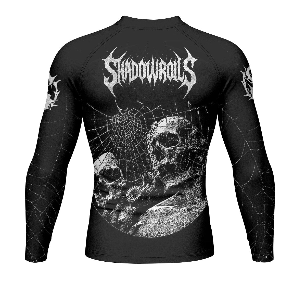 Web of the Damned Men’s Long Sleeve Rash Guard - back view mockup