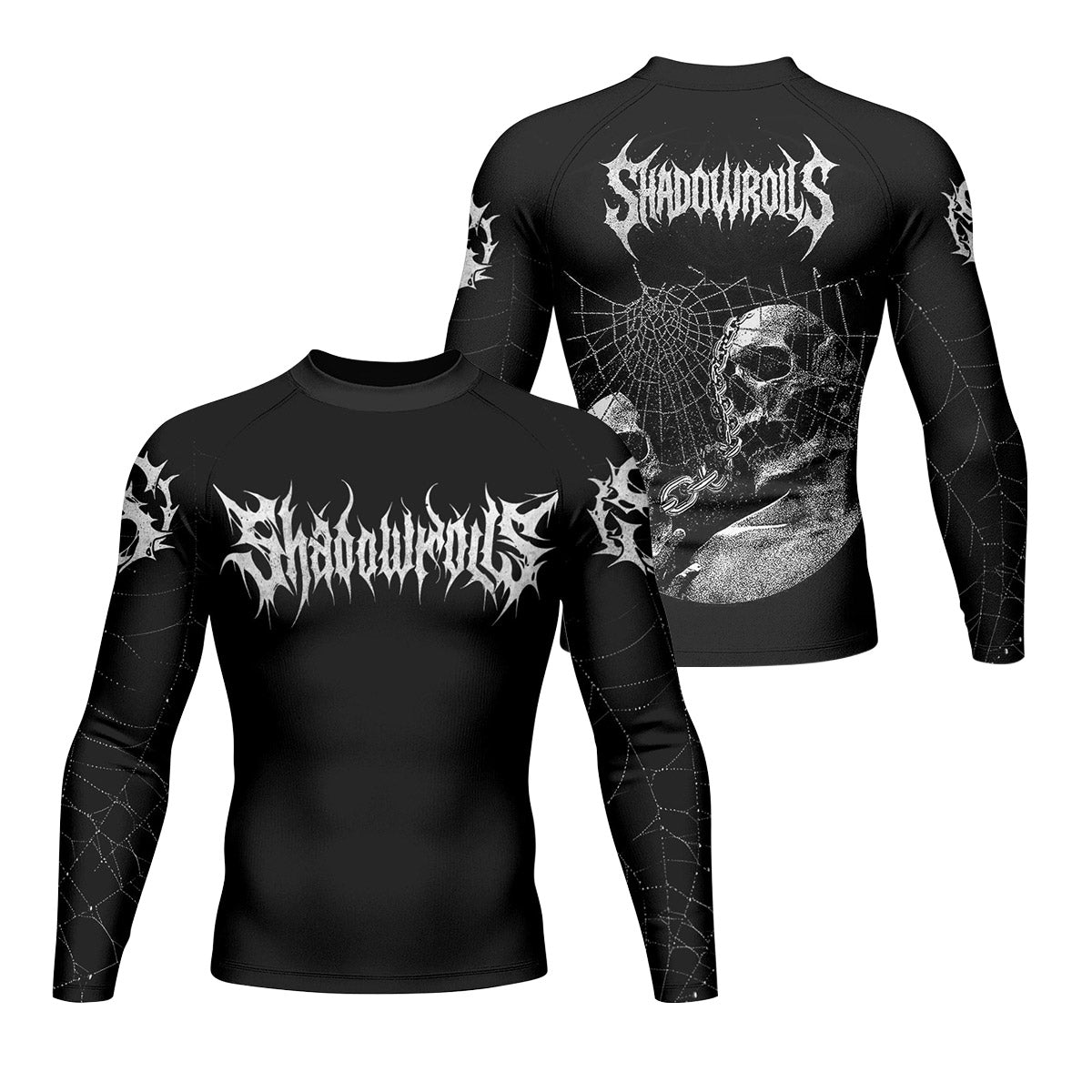 Web of the Damned Men’s Long Sleeve Rash Guard - front and back view