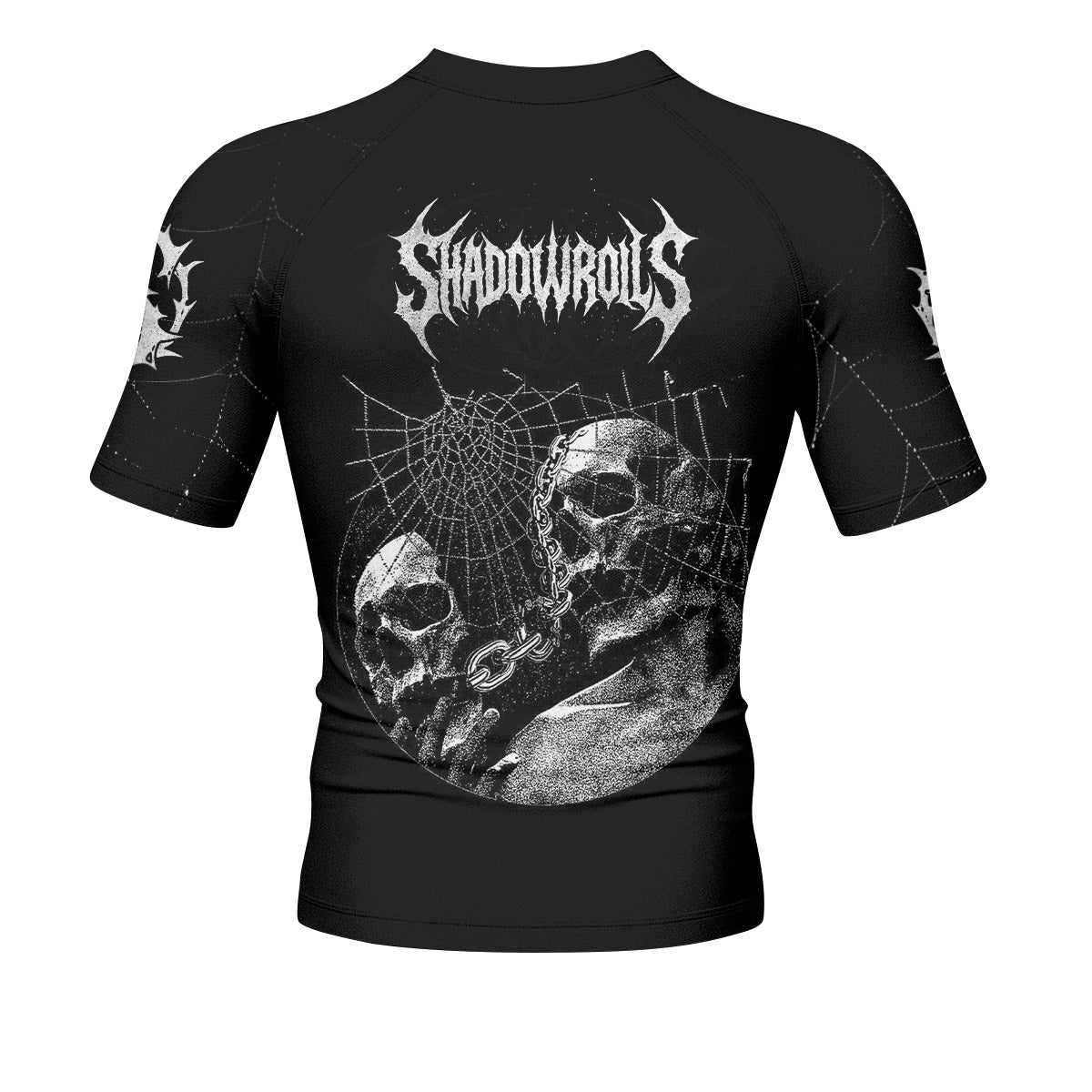 Web of the Damned Men’s Short Sleeve Rash Guard - back view mockup