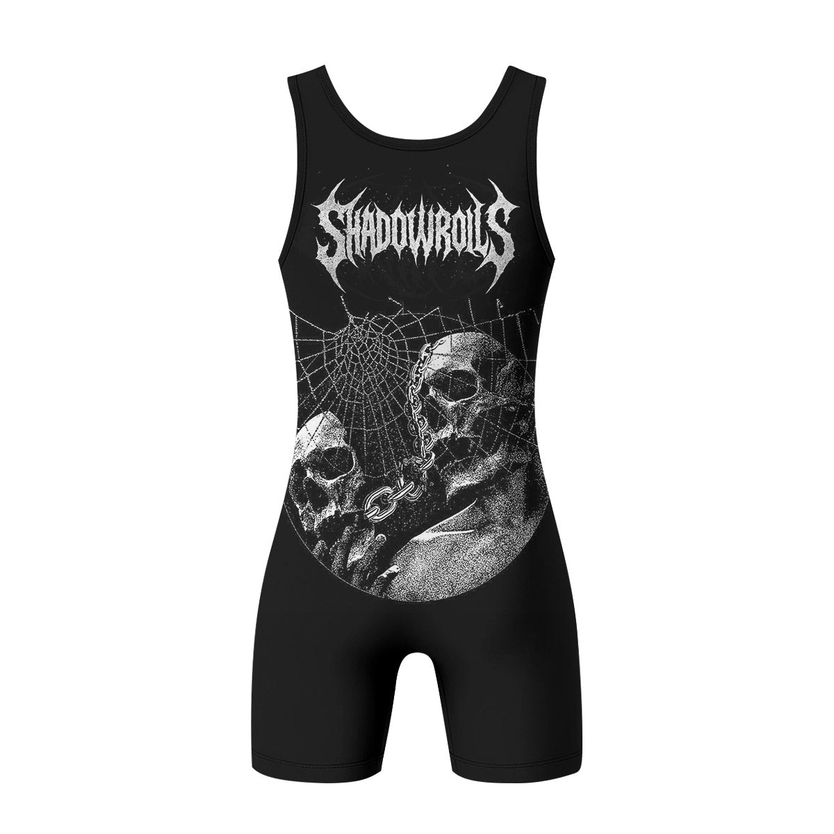 Web of the Damned Wrestling Singlet - back view mockup