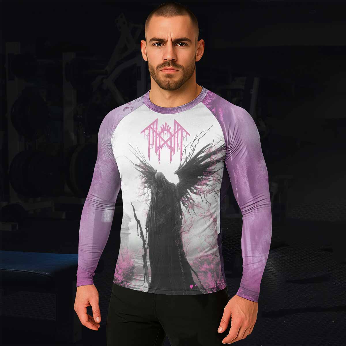 Wings of Death Men's Rash Guard Long Sleeve - lifestyle view