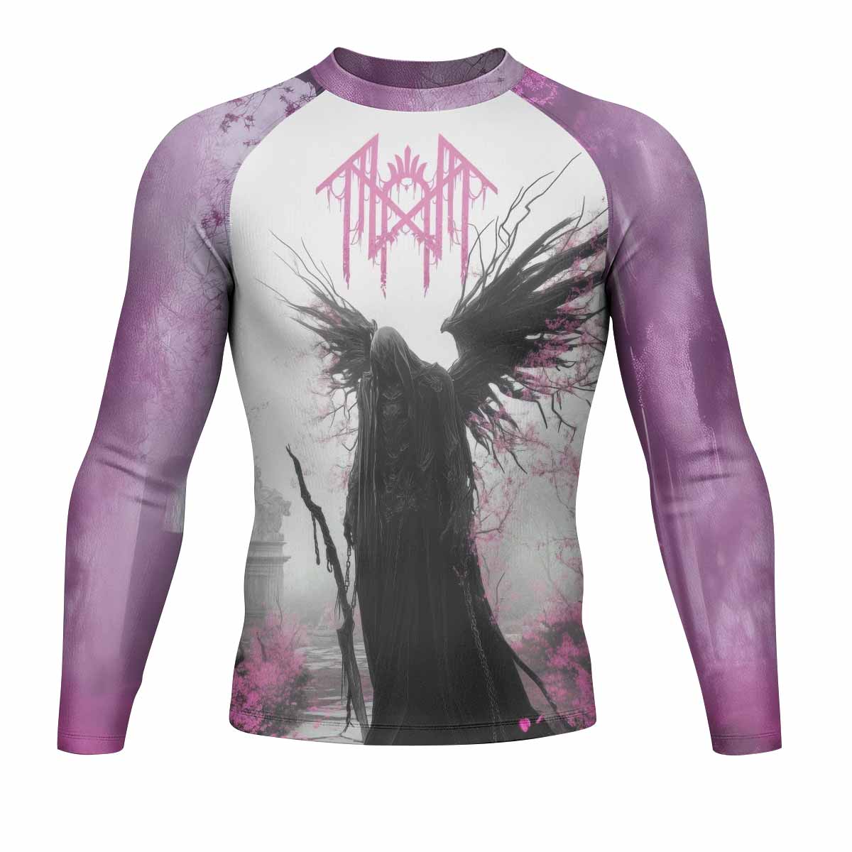 Wings of Death Men's Rash Guard Long Sleeve - front view mockup 