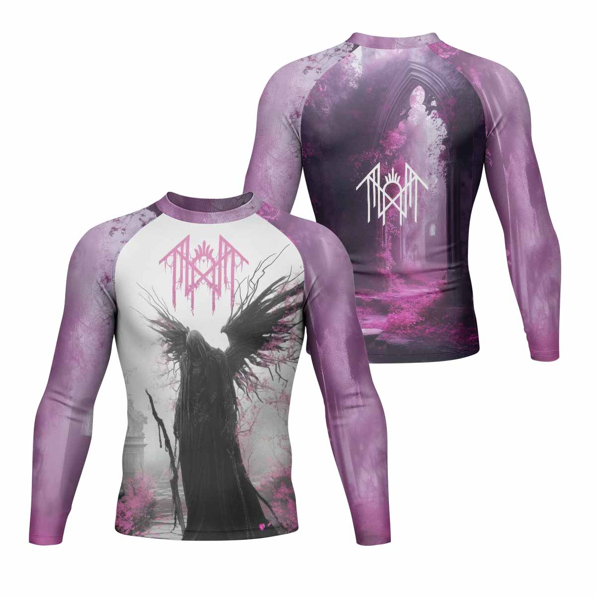 Wings of Death Men's Rash Guard Long Sleeve - front and back view