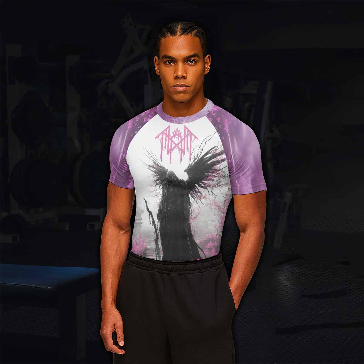 Wings of Death Men's Rash Guard Short Sleeve - lifestyle view
