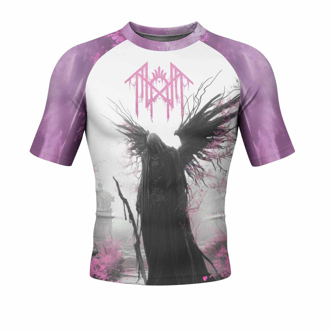 Wings of Death Men's Rash Guard Short Sleeve - front and back view