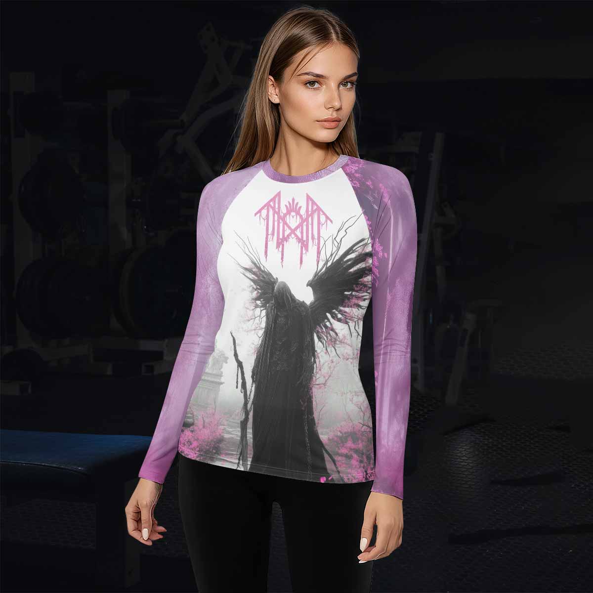 Wings of Death Women's Rash Guard Long Sleeve - lifestyle view