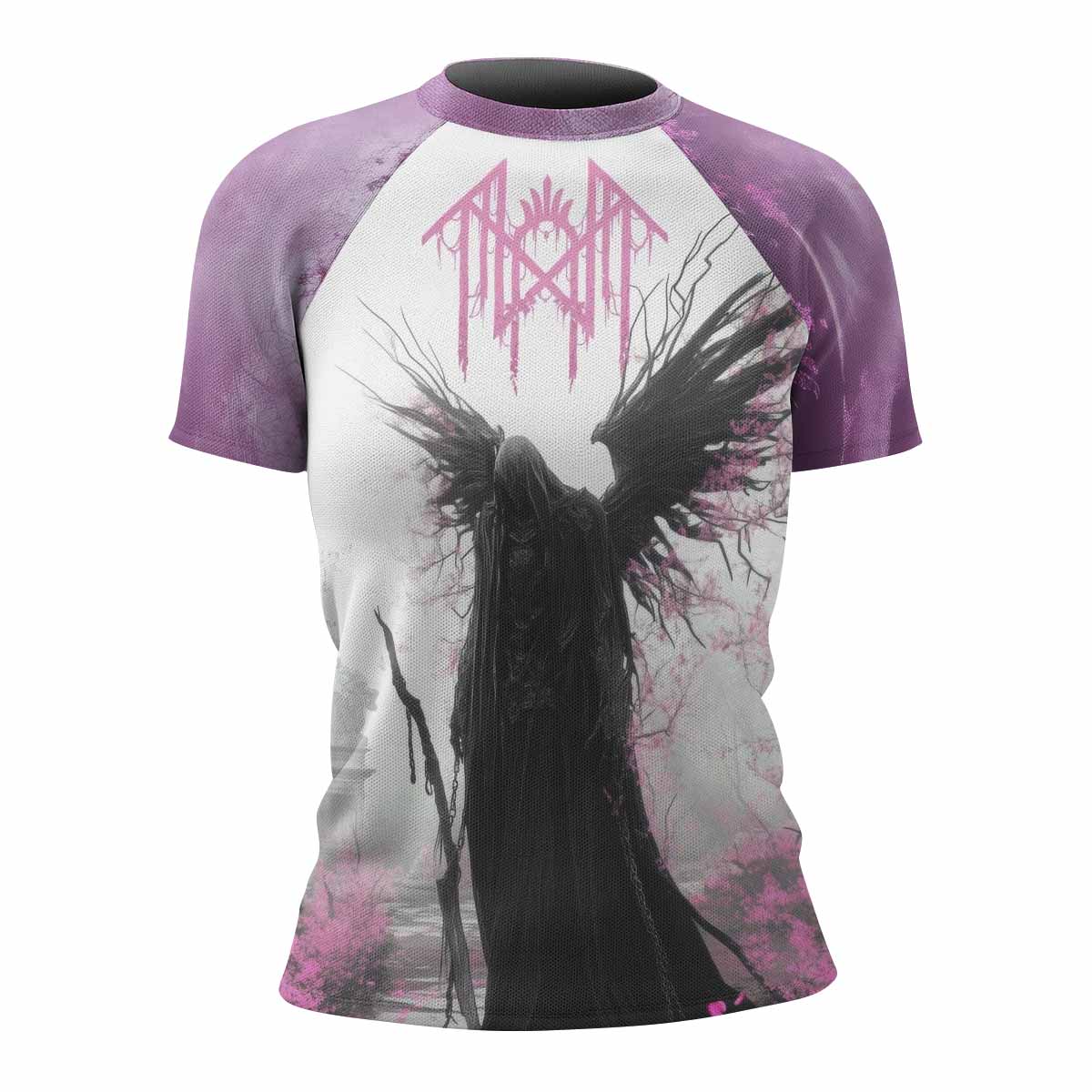 Wings of Death Women's Rash Guard Short Sleeve - front view mockup 