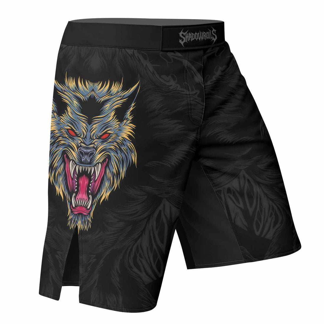 Wolf Rage Fight Shorts - right side mockup