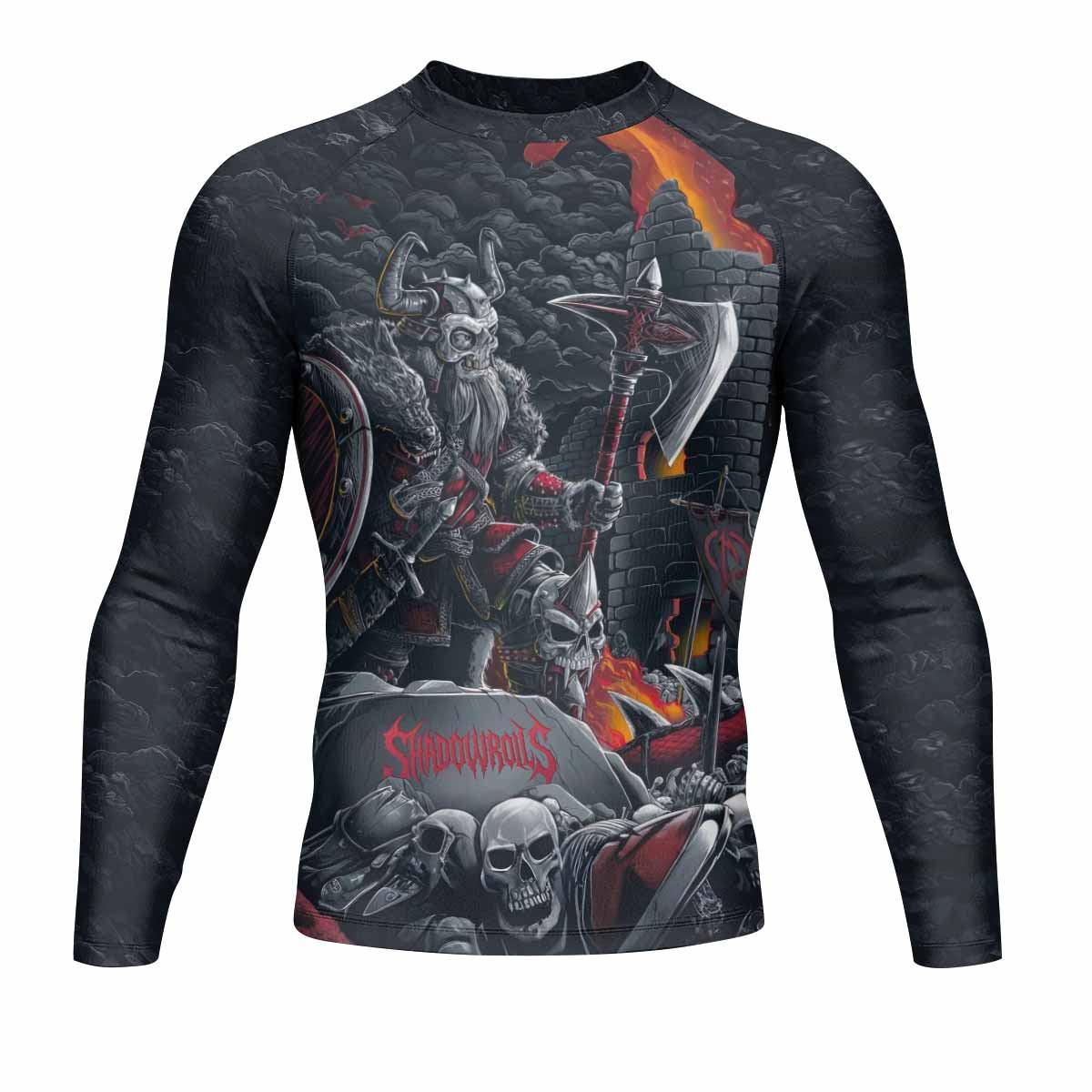 Wrath of the Undying Men’s Long Sleeve Rash Guard - front view mockup