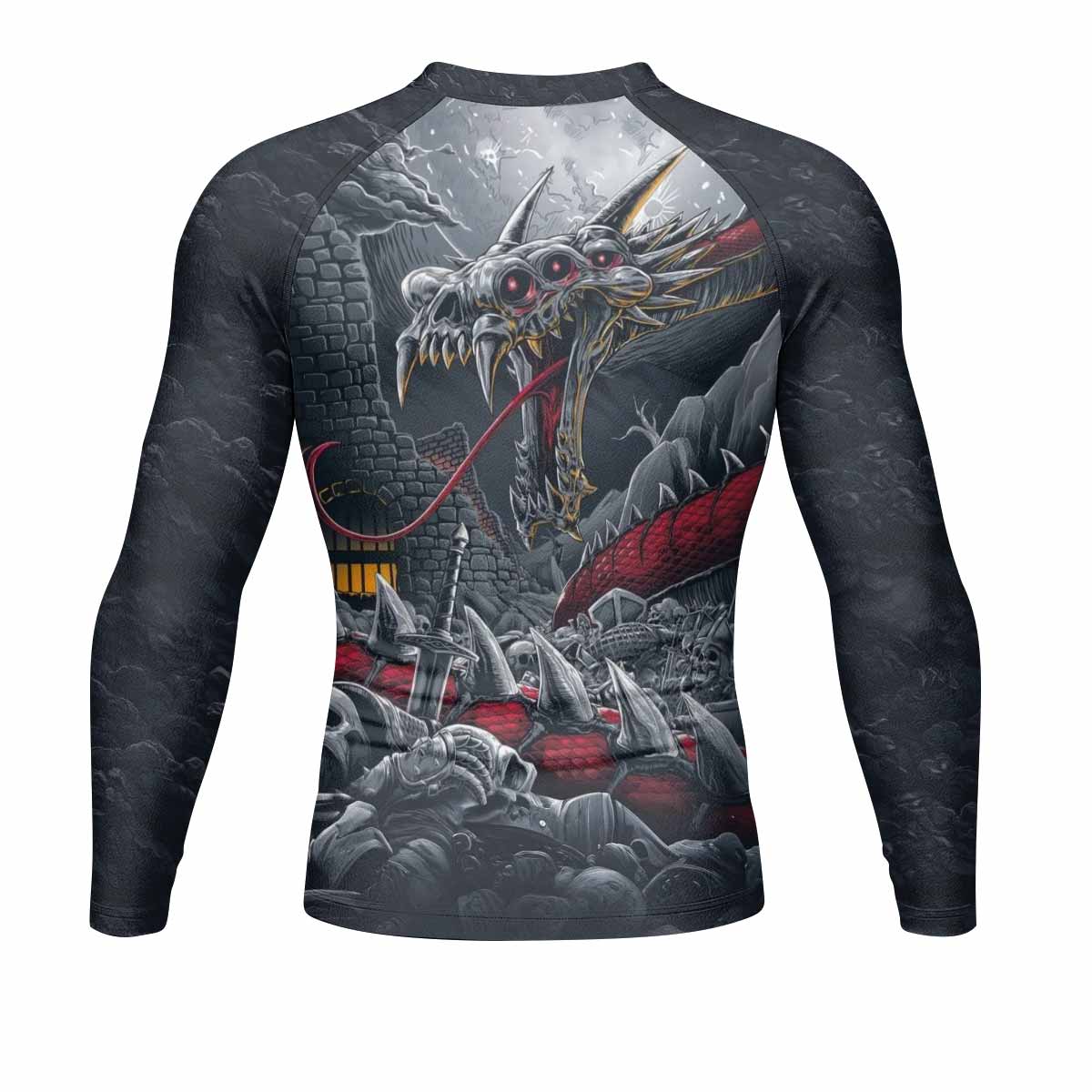Wrath of the Undying Men’s Long Sleeve Rash Guard - back view mockup