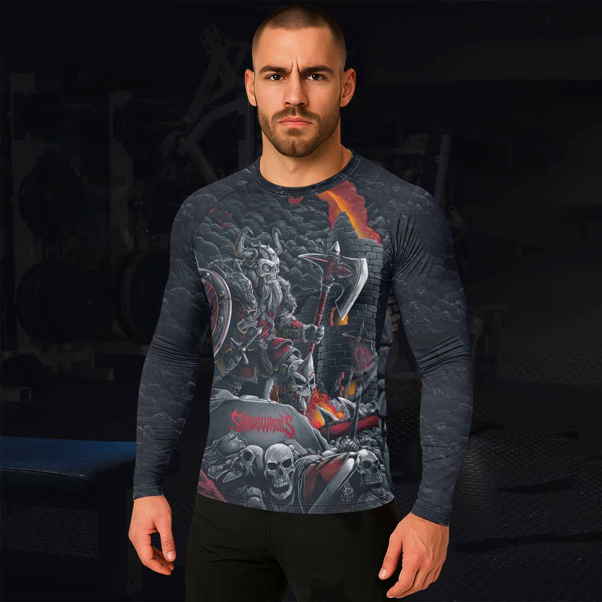 Wrath of the Undying Men’s Long Sleeve Rash Guard - lifestyle view
