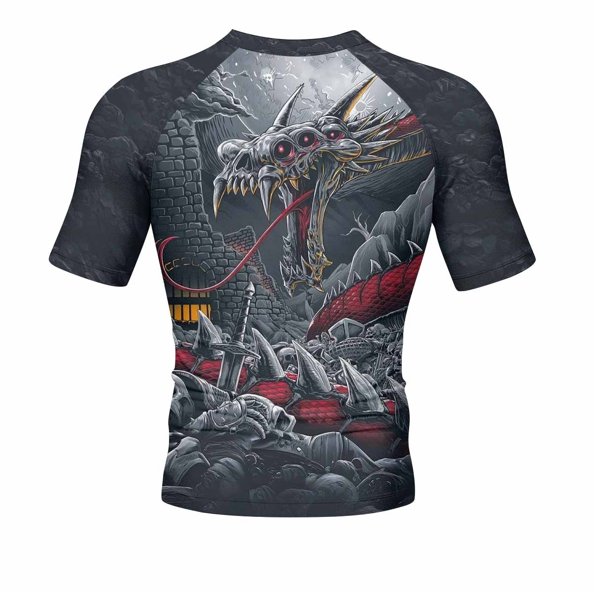 Wrath of the Undying Men’s Short Sleeve Rash Guard - back view mockup
