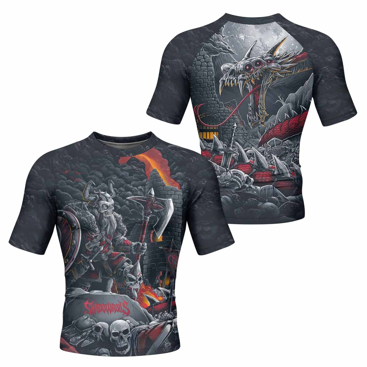 Wrath of the Undying Men’s Short Sleeve Rash Guard - front and back view