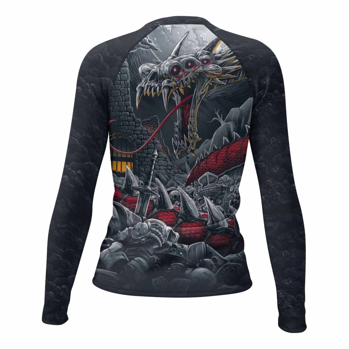 Wrath of the Undying Women’s Long Sleeve Rash Guard - back view mockup