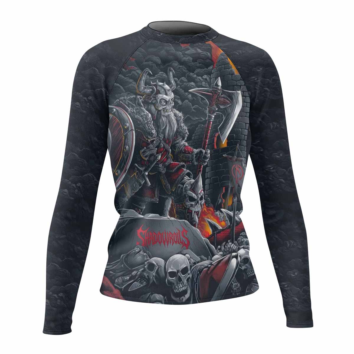 Wrath of the Undying Women’s Long Sleeve Rash Guard - front view mockup