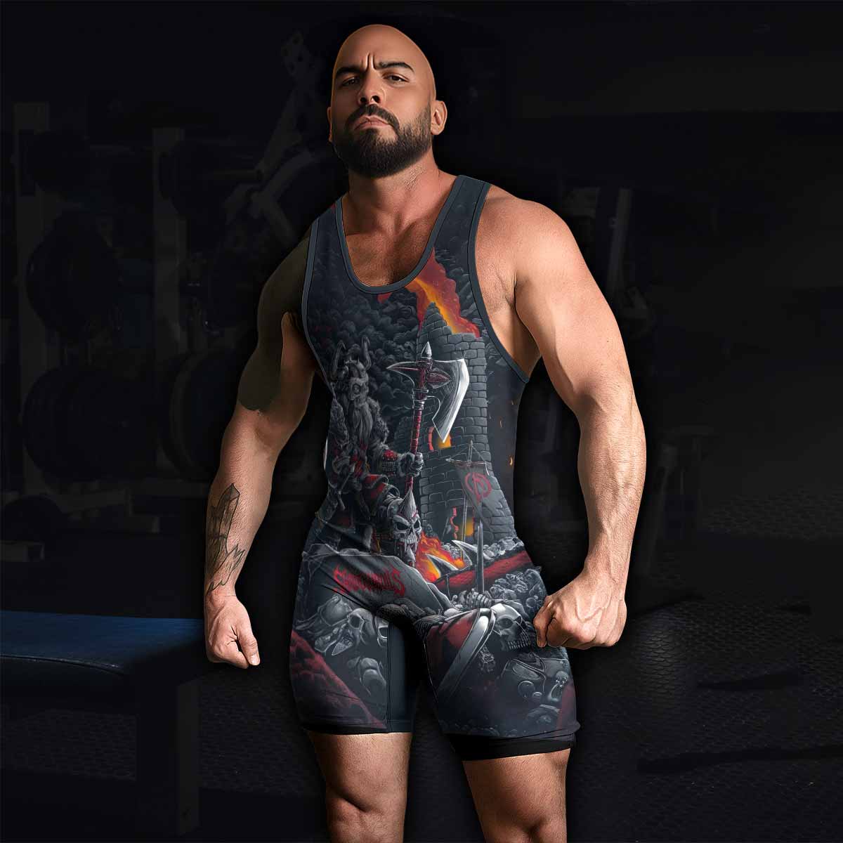 Wrath of the Undying Wrestling Singlet - men's lifestyle view